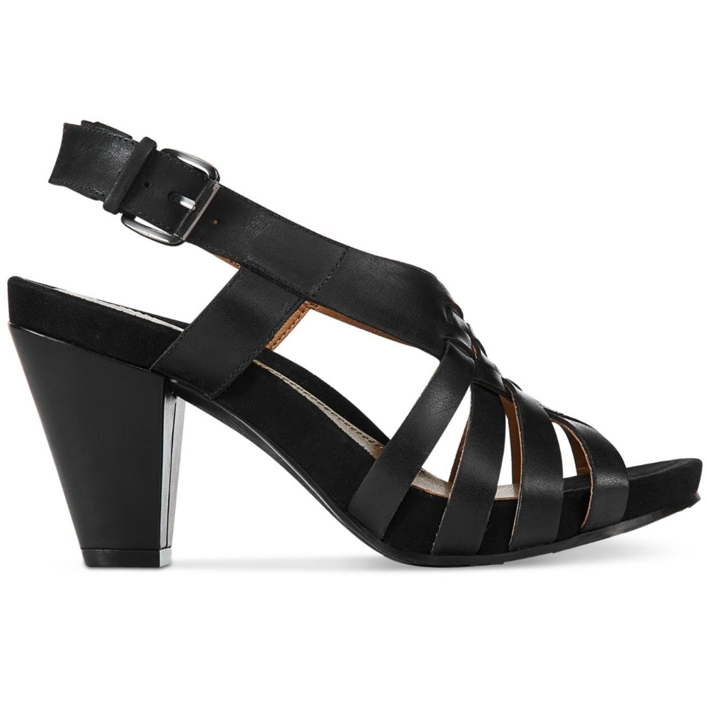 Easy Spirit Renasi peep toe black heel s 8.5